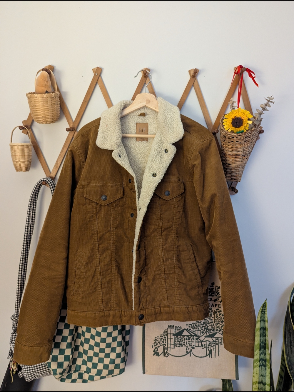 GAP Brown Corduroy Sherpa-Lined Bomber Jacket